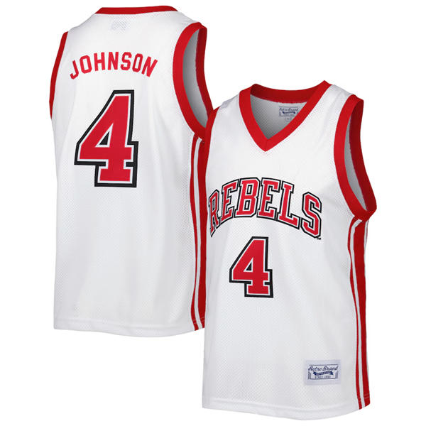 Mens UNLV Rebels #4 Larry Johnson White Retro Brand Commemorative Basketball Jersey