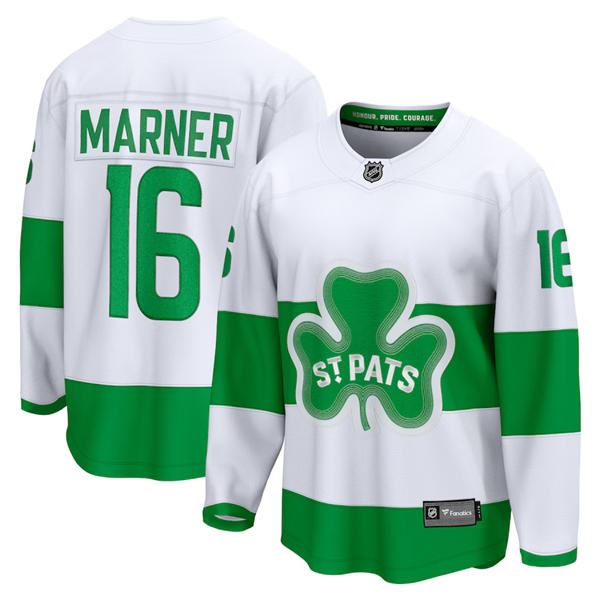 Men's Toronto Maple Leafs #16 Mitch Marner Fanatics White 2024 St. Patricks Alternate Premier Player Jersey