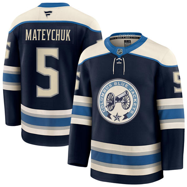 Mens Columbus Blue Jackets #5 Denton Mateychuk Fanatics Navy Alternate Premium Jersey