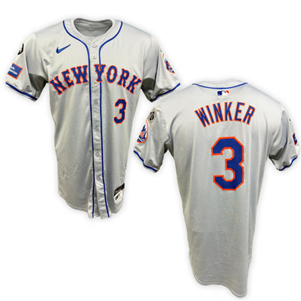 Mens New York Mets #3 Jesse Winker Nike Gray Road Limited Player Jersey