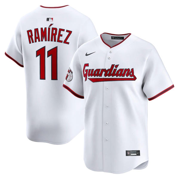 Mens Cleveland Guardians #11 Jose Ramirez Nike 2025 White Home Limited Player Jersey