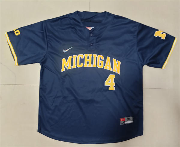 Mens Youth Michigan Wolverines #4 Noah Miller Navy two-Button Pullover Limited Baseball Jersey