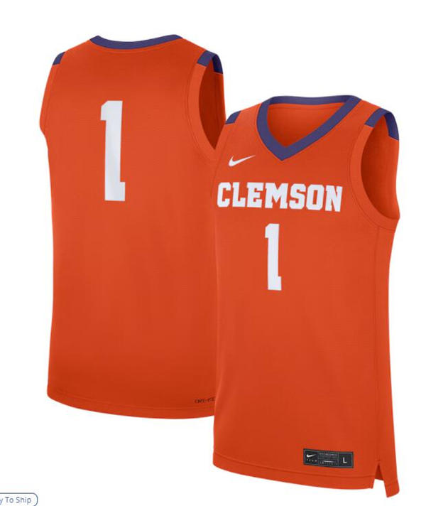 Mens Youth Clemson Tigers Custom  Orange Basketball Game Jersey