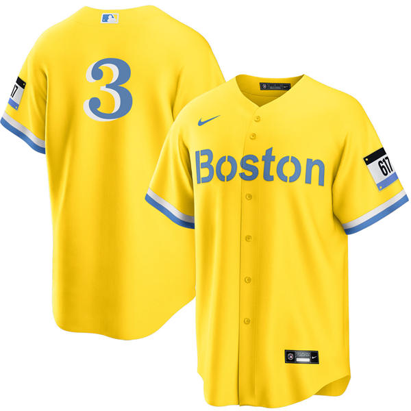 Mens Boston Red Sox #3 Ceddanne Rafaela Yellow City Connect Limted Player Jersey