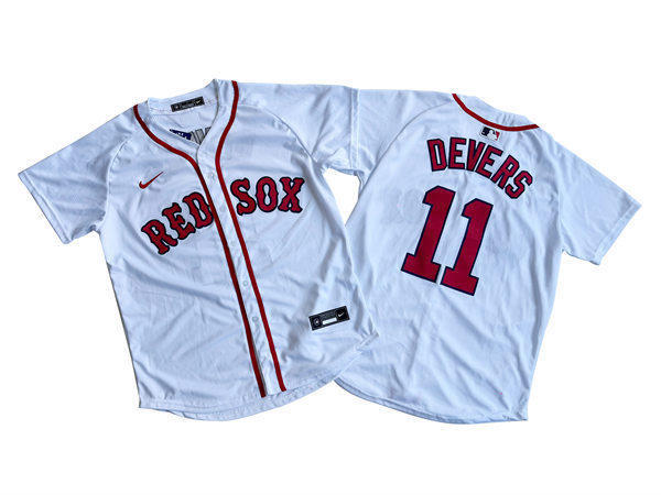 Youth Boston Red Sox #11 Rafael Devers White Home with Name Limted Jersey