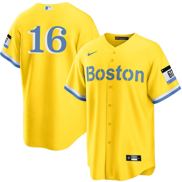Youth Boston Red Sox #16 Jarren Duran Yellow City Connect Limted Player Jersey