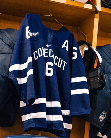Mens Youth UConn Huskies Custom Nike Navy Retro Uconn College Hockey Game Jersey