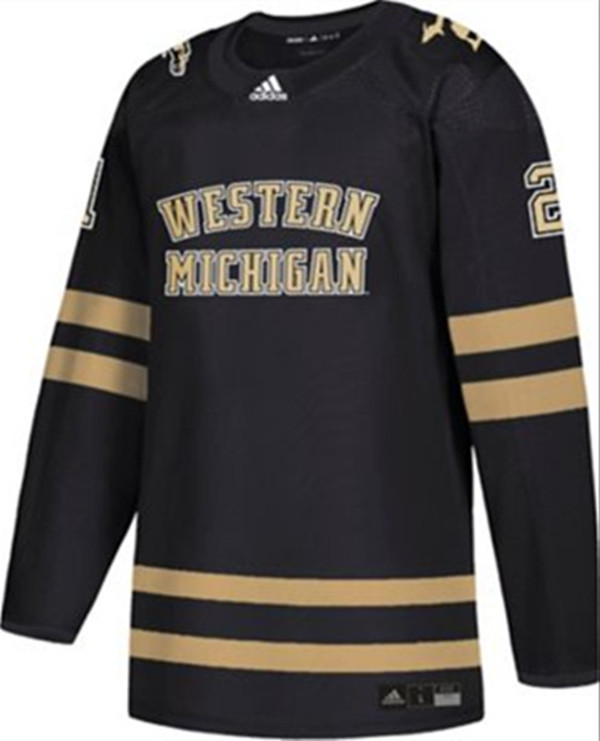 Mens Youth Western Michigan Broncos Custom Brown NCAA College Hockey Jersey
