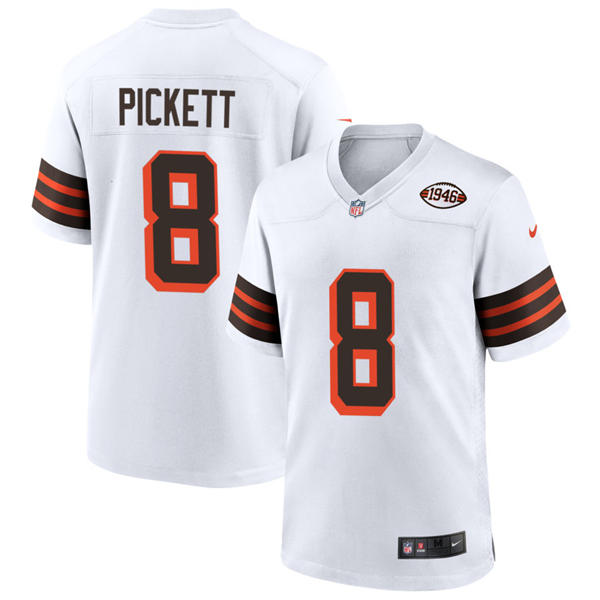 Mens Cleveland Browns #8 Kenny Pickett Nike White 1946 Collection 75th Anniversary Jersey