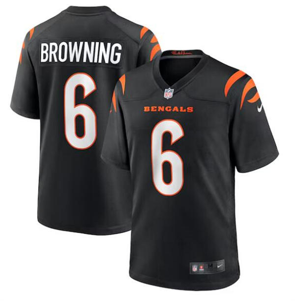 Men's Cincinnati Bengals #6 Jake Browning Black Team Color Vapor Limited Player Jersey