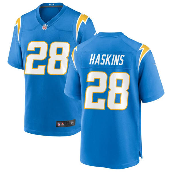 Men's Los Angeles Chargers #28 Hassan Haskins Nike Powder Blue Vapor Limited Player Jersey