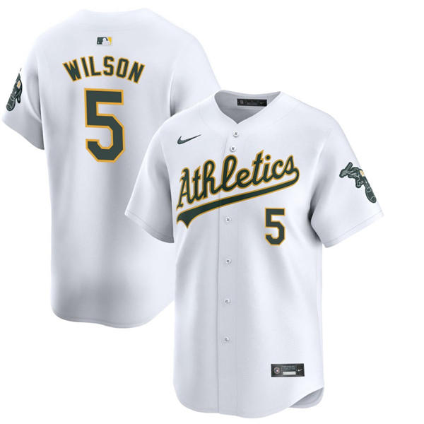 Men's Athletics #5 Jacob Wilson Nike 2025 White Home Limited Jersey
