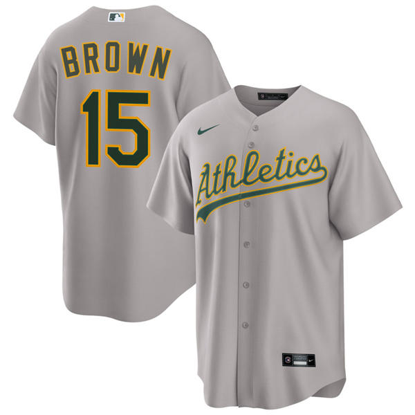 Men's Athletics #15 Seth Brown Nike 2025 Gray Road Limited Jersey