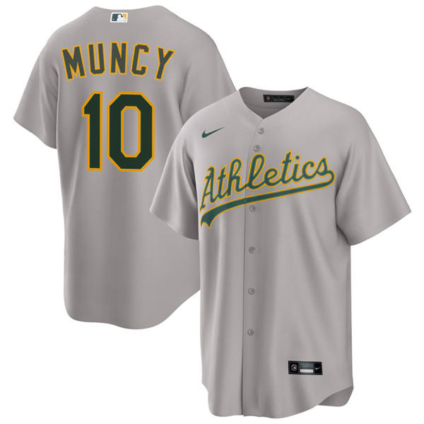 Men's Athletics #10 Max Muncy Nike 2025 Gray Road Limited Jersey