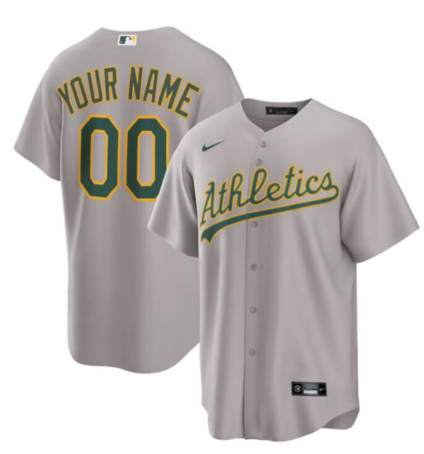 Men's Youth Athletics Custom Nike 2025 Gray Road Limited Jersey
