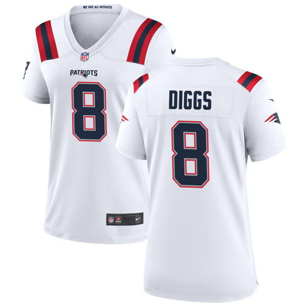 Womens New England Patriots #8 Stefon Diggs Nike White Limited Jersey