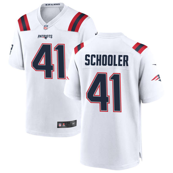 Youth New England Patriots #41 Brenden Schooler Nike White Limited Jersey