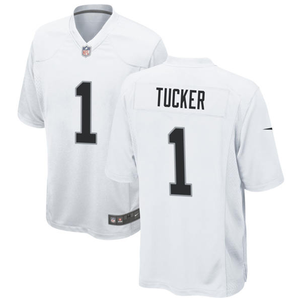 Men's Las Vegas Raiders #1 Tre Tucker  Nike White Vapor F.U.S.E. Limited Player Jersey