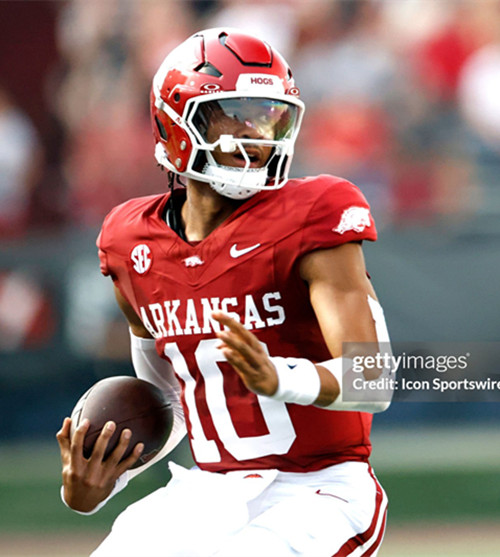 Arkansas Razorbacks #10 Taylen Green Nike Cardinal  Football Game Jersey