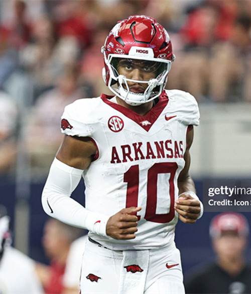 Arkansas Razorbacks #10 Taylen Green Nike White Football Game Jersey