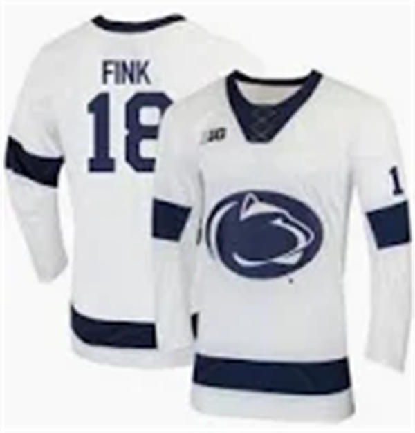 Mens Youth Penn State Nittany Lions #18 Aiden Fink 2025 White Hockey Jersey