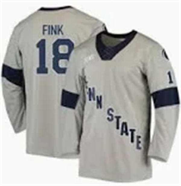 Mens Youth Penn State Nittany Lions #18 Aiden Fink 2025 Gray Hockey Jersey