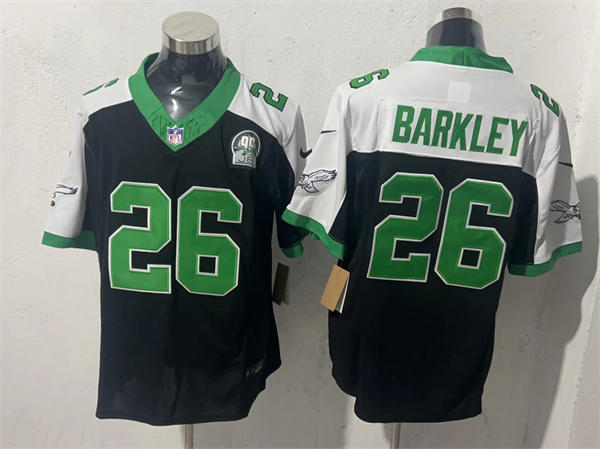 Youth Philadelphia Eagles #26 Saquon Barkley Black White Gratitude Limited Jersey