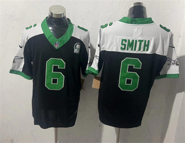 Youth Philadelphia Eagles #6 DeVonta Smith Black White Gratitude Limited Jersey