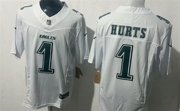 Mens Philadelphia Eagles #1 Jalen Hurts Nike Tundra White Fashion F.U.S.E. Limited Jersey