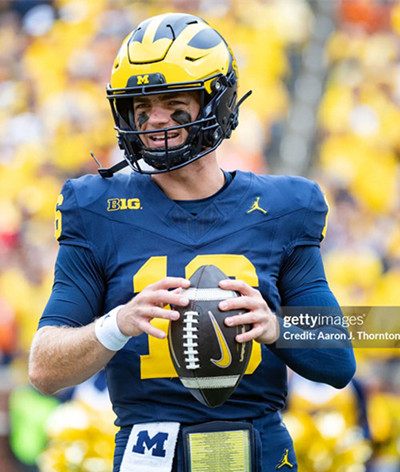 Mens Youth Michigan Wolverines #16 Davis Warren Navy College Football Game Jersey