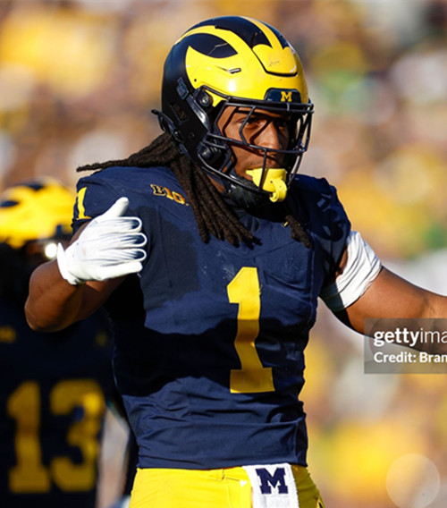 Mens Youth Michigan Wolverines #1 Jaishawn Barham Navy College Football Game Jersey