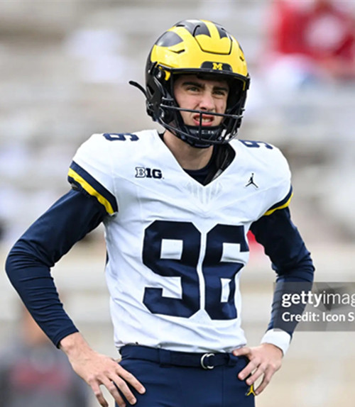 Mens Youth Michigan Wolverines #96 Dominic Zvada White College Football Game Jersey