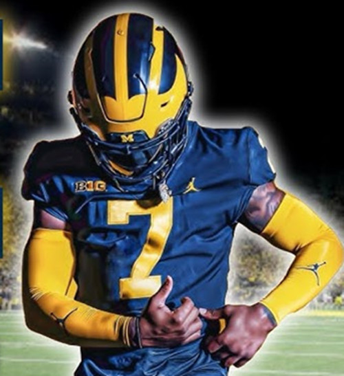 Mens Youth Michigan Wolverines #7 TJ Metcalf Navy College Football Game Jersey