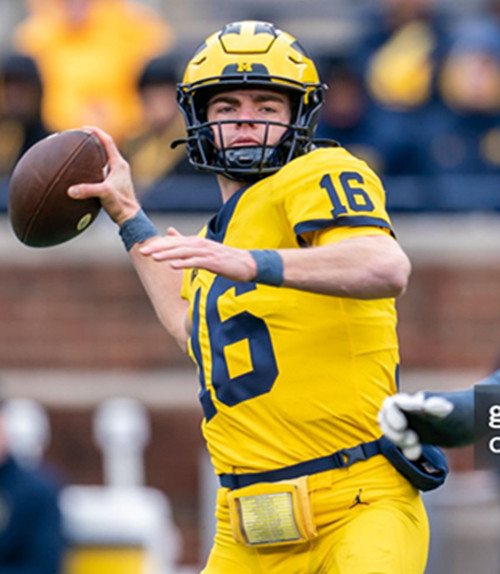 Mens Youth Michigan Wolverines #16 Davis Warren Gold College Football Game Jersey