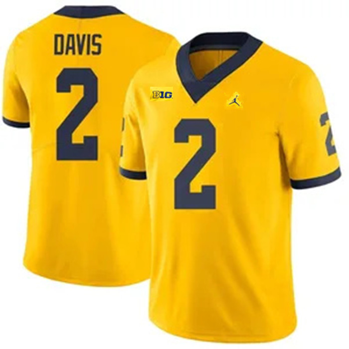 Mens Youth Michigan Wolverines #2 Jadyn Davis Gold College Football Game Jersey