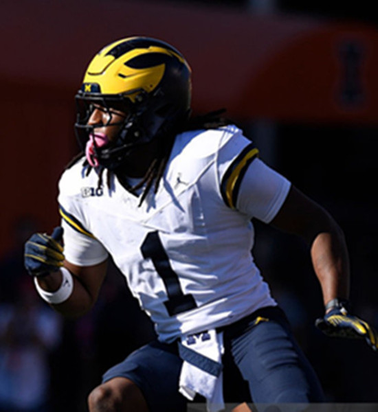 Mens Youth Michigan Wolverines #1 Jaishawn Barham White College Football Game Jersey