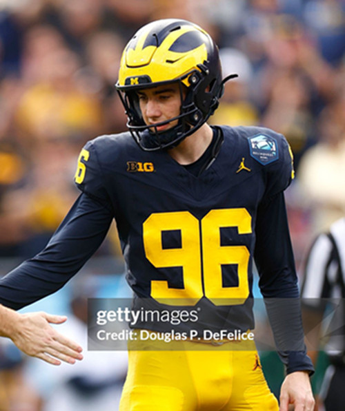 Mens Youth Michigan Wolverines #96 Dominic Zvada Navy College Football Game Jersey