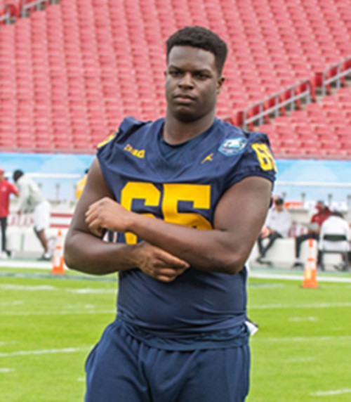 Mens Youth Michigan Wolverines #65 Andrew Babalola Navy College Football Game Jersey
