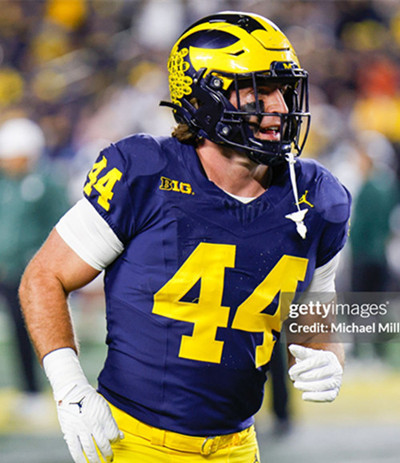 Mens Youth Michigan Wolverines #44 Max Bredeson Navy College Football Game Jersey