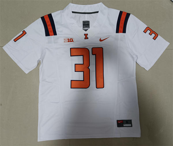 Mens Youth Illinois Fighting Illini #31 Devon Witherspoon 2025 White Football Jersey