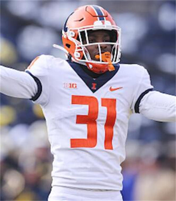 Mens Youth Illinois Fighting Illini #31 Devon Witherspoon 2022 White Football Game Jersey