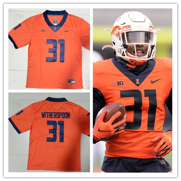Mens Youth Illinois Fighting Illini #31 Devon Witherspoon 2022 Orange Football Game Jersey