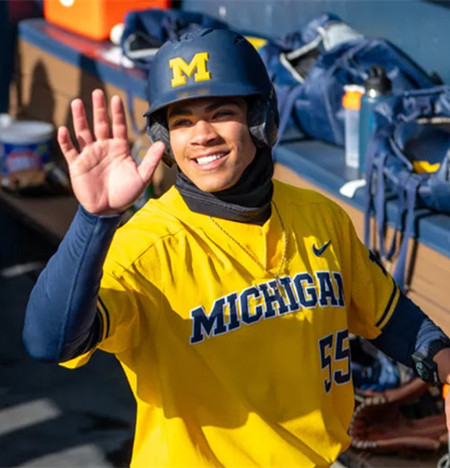 Mens Youth Michigan Wolverines #55  Mitch Voit Gold Two Button Pullover College Baseball Game Jersey