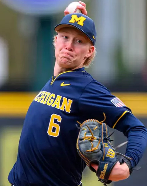 Mens Youth Michigan Wolverines #6 Kurt Barr Navy Pullover College Baseball Game Jersey