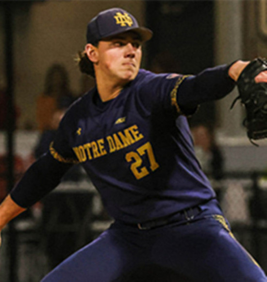 Mens Youth Notre Dame Fighting Irish #27 Jack Radel Navy Full Button College Baseball Game Jersey