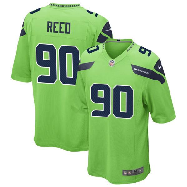 Men's Seattle Seahawks #90 Jarran Reed Nike Neon Green Alternate Vapor F.U.S.E. Limited Jersey