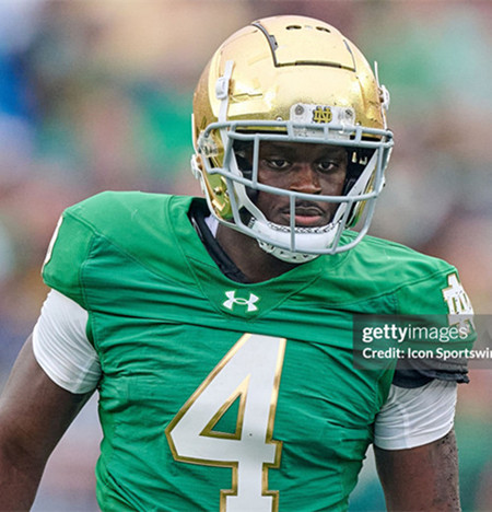 Mens Youth Notre Dame Fighting Irish #4 Jeremiyah Love Green White College Football Game Jersey