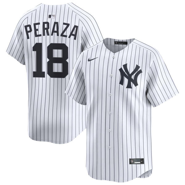 Mens New York Yankees #18 Oswald Peraza Nike White Home with Name Limited Jersey
