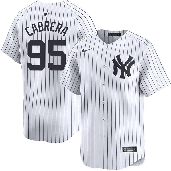 Mens New York Yankees #95 Oswaldo Cabrera Nike White Home with Name Limited Jersey