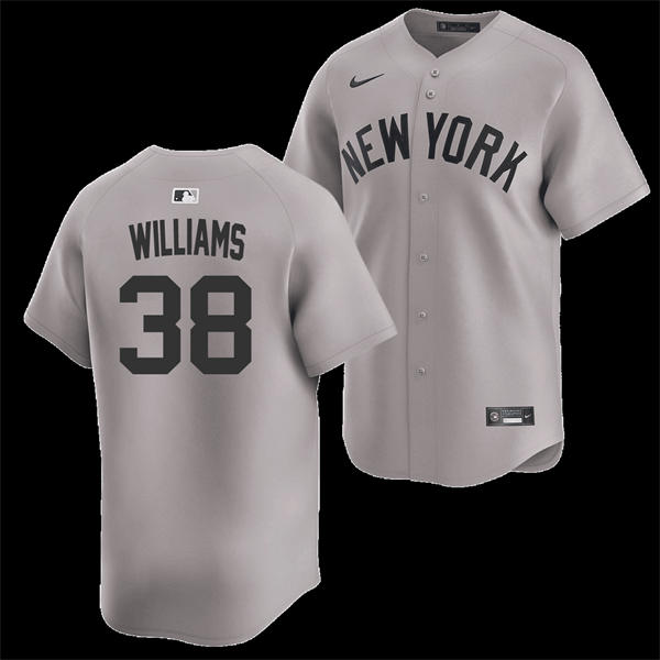 Mens New York Yankees #38 Devin Williams Nike Away Limited Jersey Gray With Name